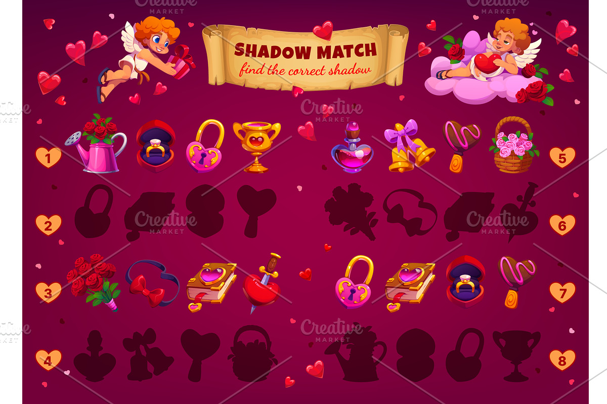 Find the correct shadow, a Seasonal Illustration by Vector Tradition