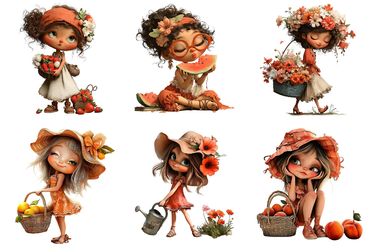 Whimsical Summer Girl Clipart, an Illustration by designcity5 (Photo 4 of 5)