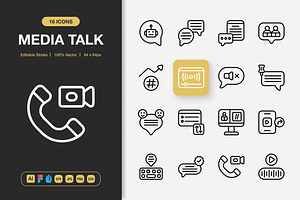 Media Talk Icons, an Outline Icon by Spacepixel Creative