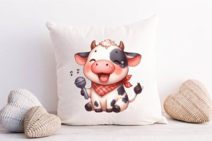 Watercolor Cute Jokes Cow PNG