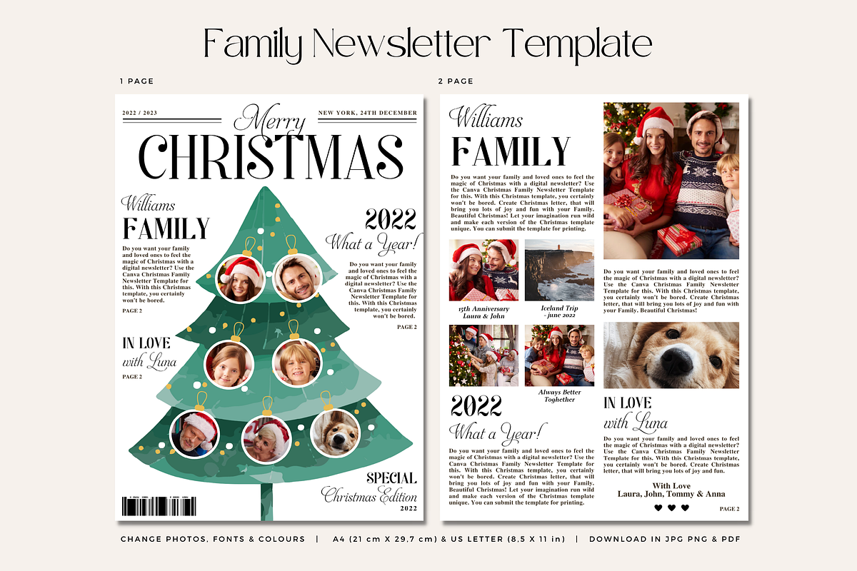 Christmas Newsletter Canva Template, a Stationery Template by SarenkaDesignShop (Photo 2 of 5)