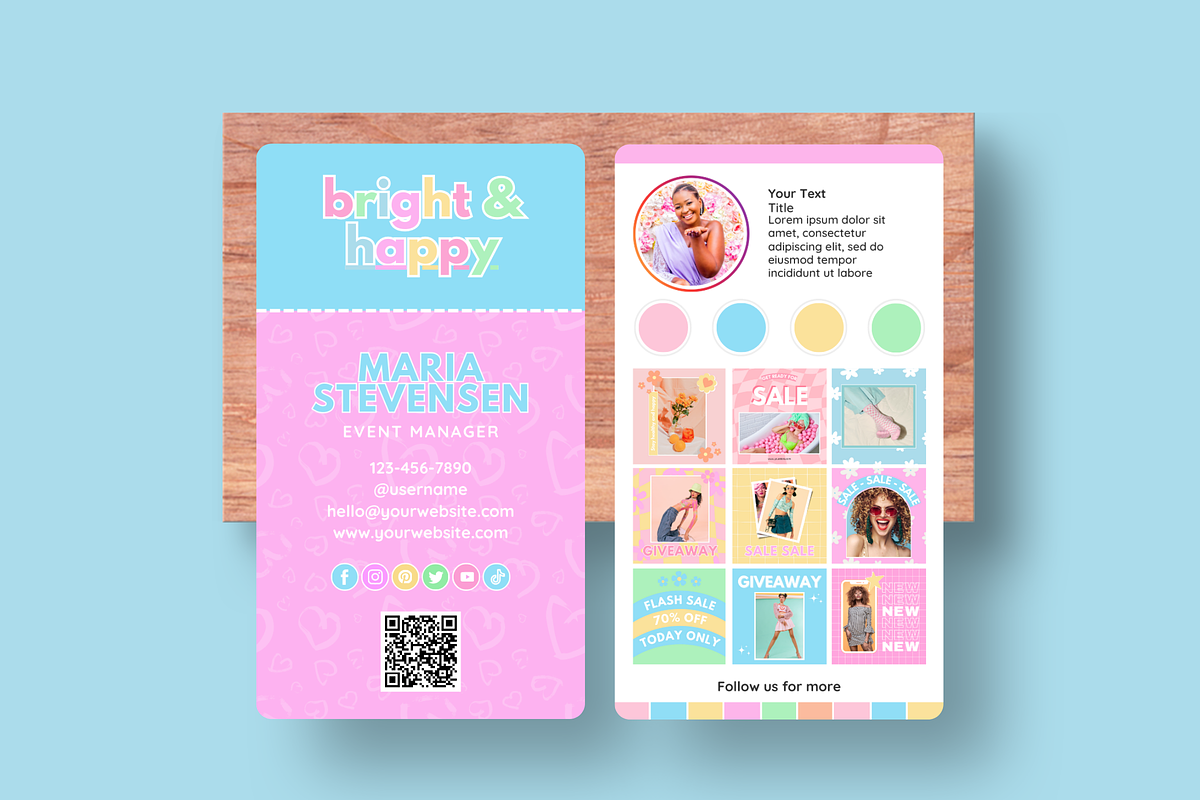 Pastel QR Business Card Template, a Business Card Template by SunshineStudioBoutique (Photo 7 of 9)