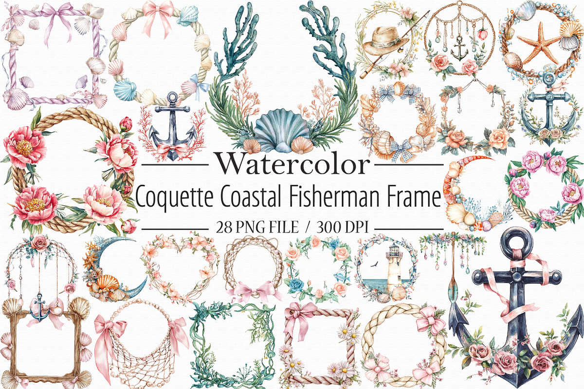 Coquette Coastal Fisherman Frame, an Illustration by Libby Wishes (Photo 1 of 12)