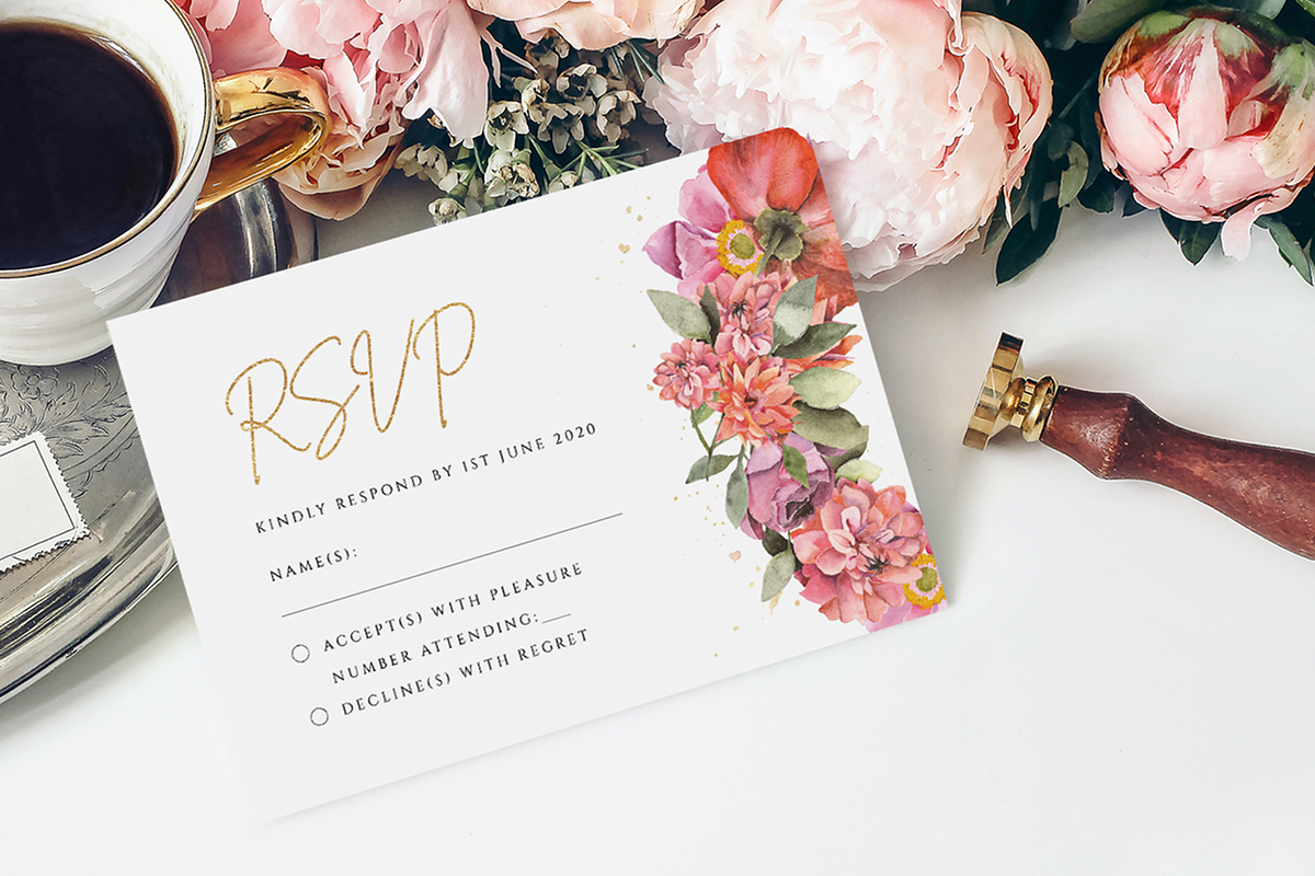 Gold Floral Wedding Invite Suite, an Invitation Template by R Whitehurst Design (Photo 4 of 5)