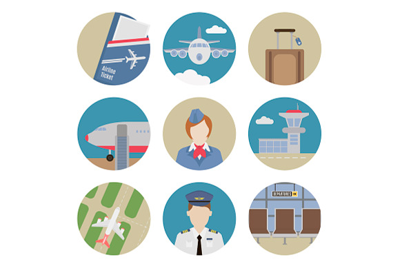 Airport flat icons preview 2