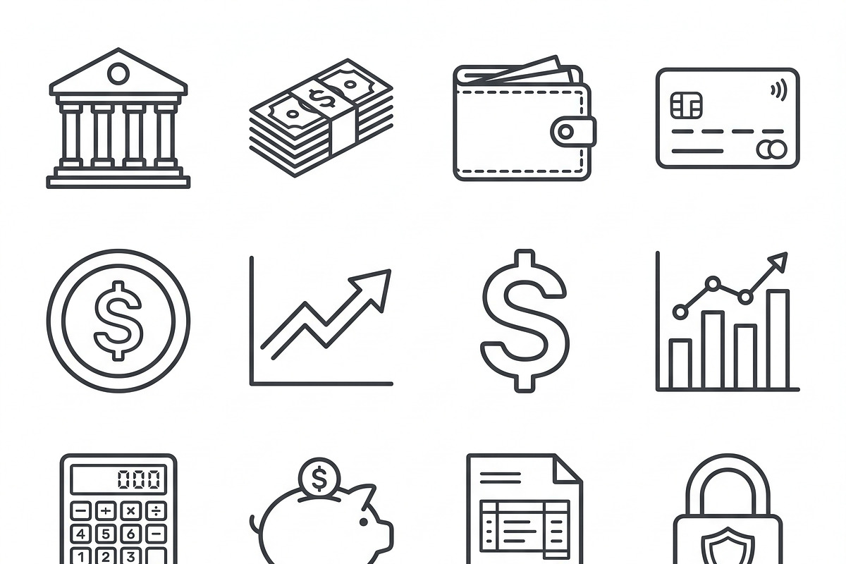 42 Banking Payment Outline Icons, an Outline Icon by adenpinkstore (Photo 4 of 18)