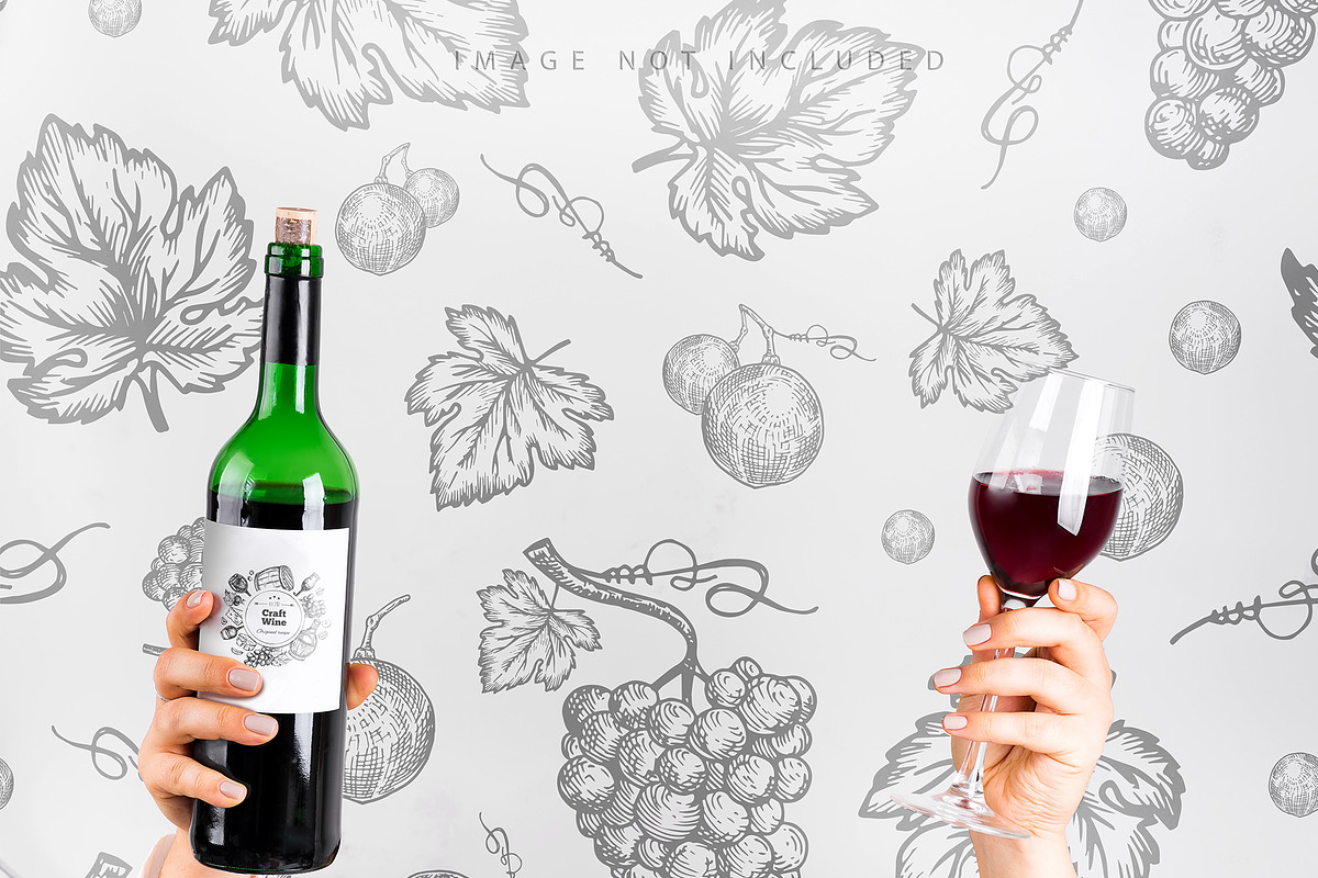 Wine Bottle Mockup Set 2, a Cups & Container Mockup by YuMyart (Photo 3 of 7)