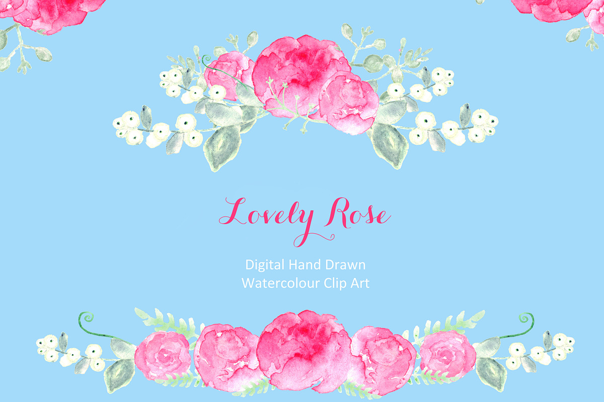 Lovely Roses watercolor clip art, an Illustration by LABFcreations (Photo 1 of 2)