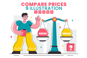 9 Compare Prices Illustration, a Finance Illustration by denayunebgt