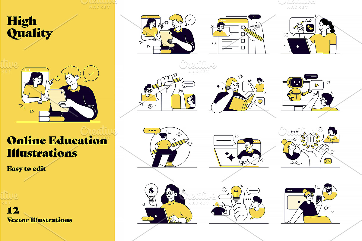 Illustrations of online education, an Education Illustration by Creative Graphics