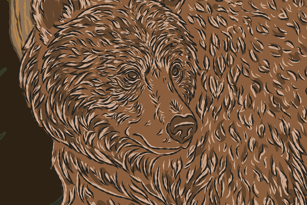 Woodland Bear and Deer Botanical, a Pattern Graphic by NayaChu (Photo 5 of 9)