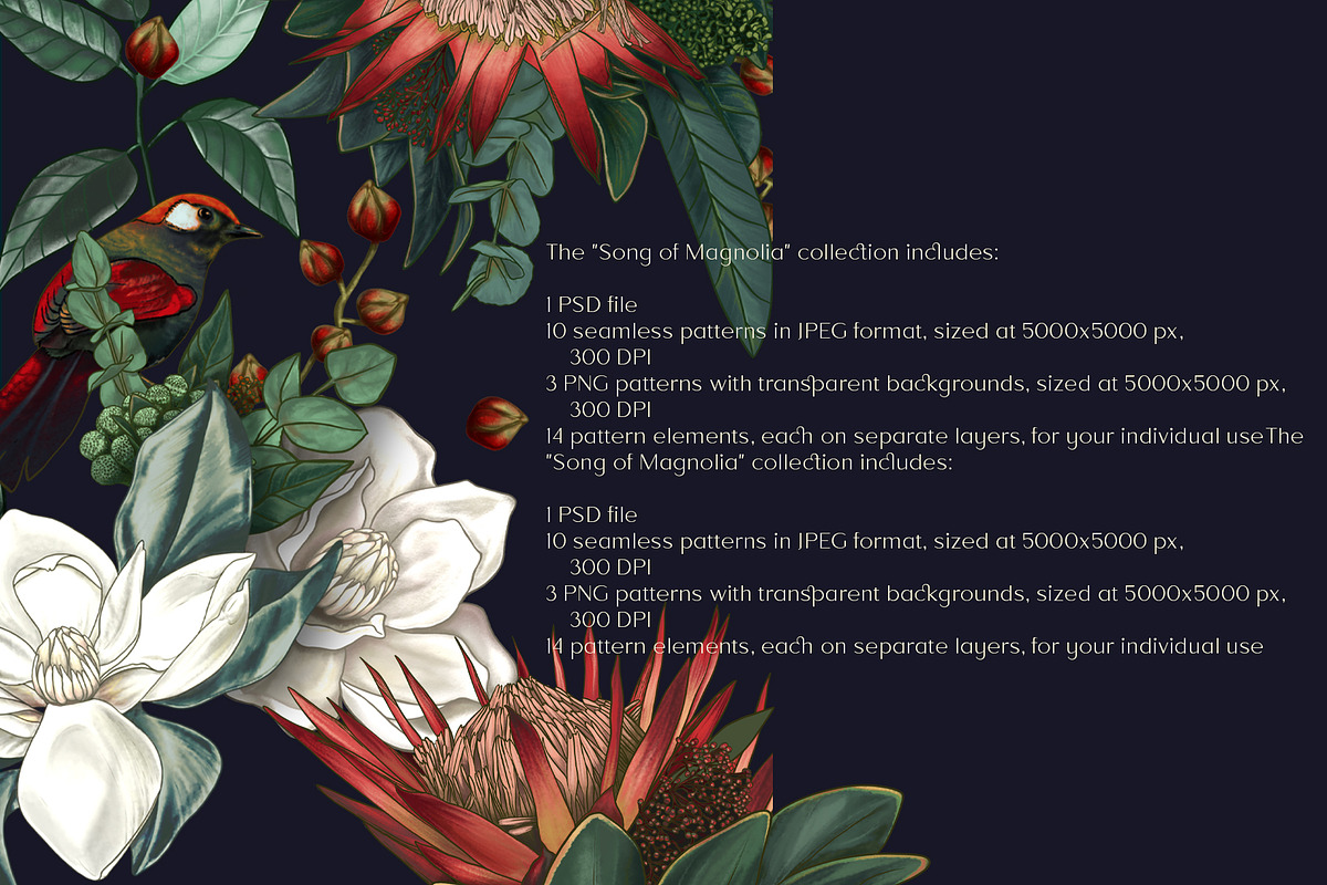 Seamless patterns Song of Magnolia, a Pattern Graphic by Yana Dobrik (Photo 13 of 13)