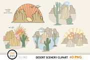 Desert Scenery Clipart - Cacti PNGs, a Decorative Illustration by SLS Lines (Thumbnail 2 of 9)