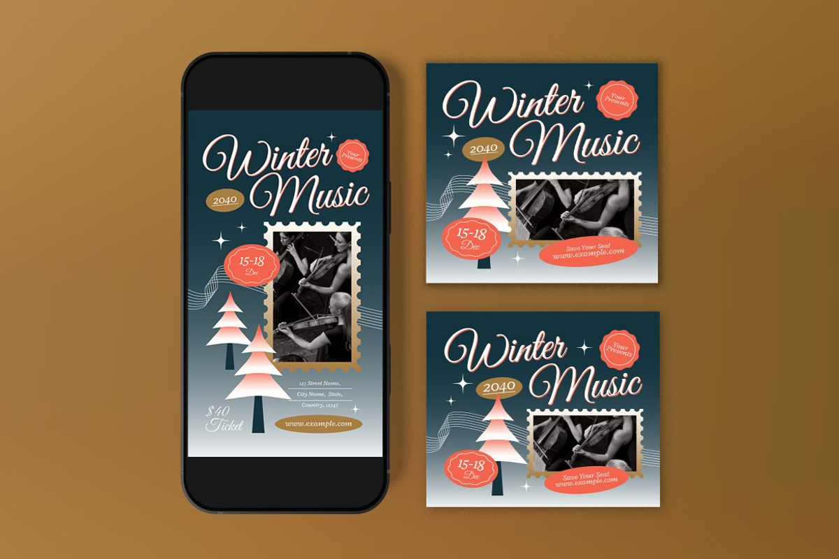 Black Winter Music Flyer Set, a Flyer Template by graphicook (Photo 3 of 3)