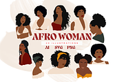 Afro Woman SVG Bundle, Black Woman, a Person Illustration by designsbyionela (Thumbnail 1 of 4)