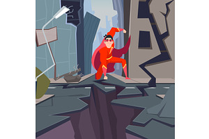 Superhero. red uniform hero in, an Illustration by Onyx