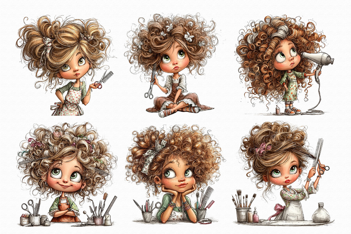 Hairdresser Girl Clipart, an Illustration by Libby Wishes (Photo 3 of 8)