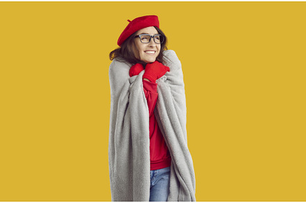 Woman in glasses, red gloves and hat, a Person Photo by StudioRomantic