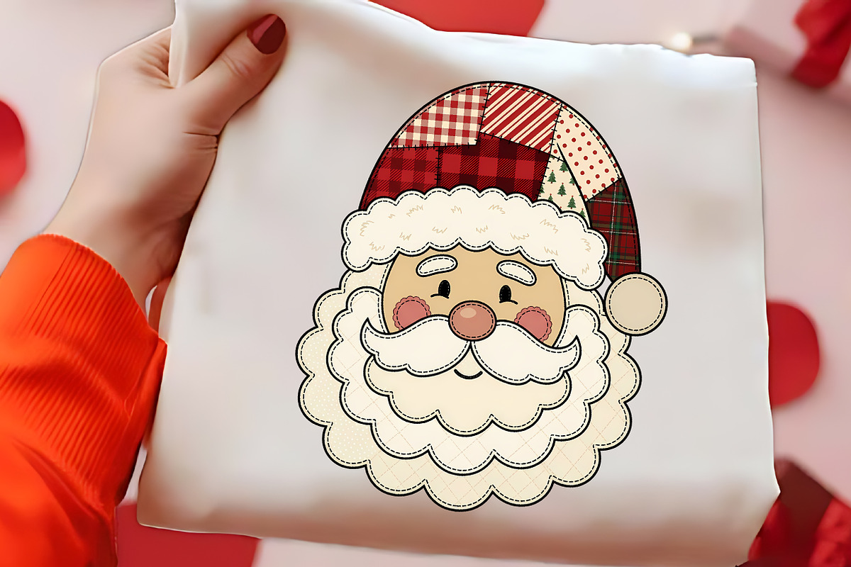 Patchwork Santa Claus Face PNG Art, a Seasonal Illustration by CrexoraLab (Photo 2 of 4)