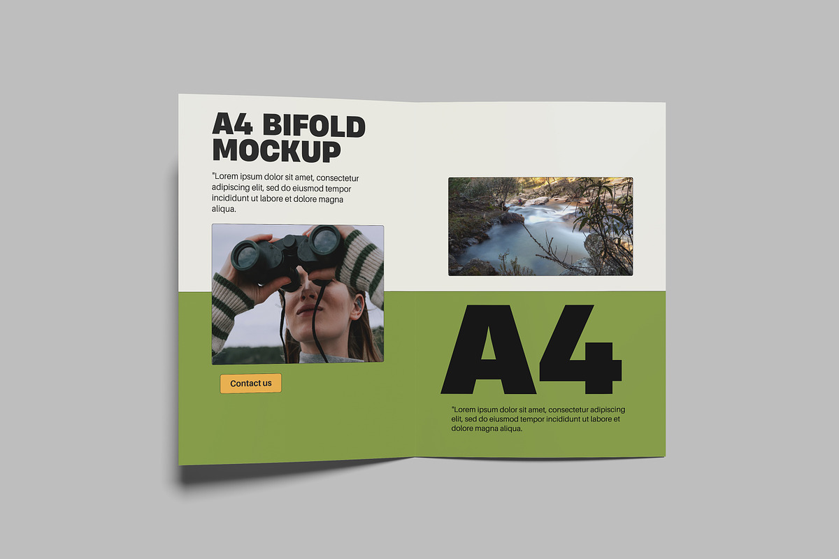 A4 Bi-Fold Brochure Mockup, an Advertising Mockup by safrizalstudio (Photo 3 of 13)