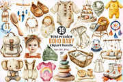 Watercolor Boho Baby Clipart Bundle, an Illustration by Canvas Craft (Thumbnail 1 of 3)