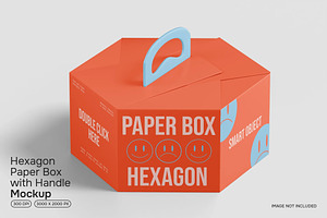 Hexagon Paper Box With Handle Mockup