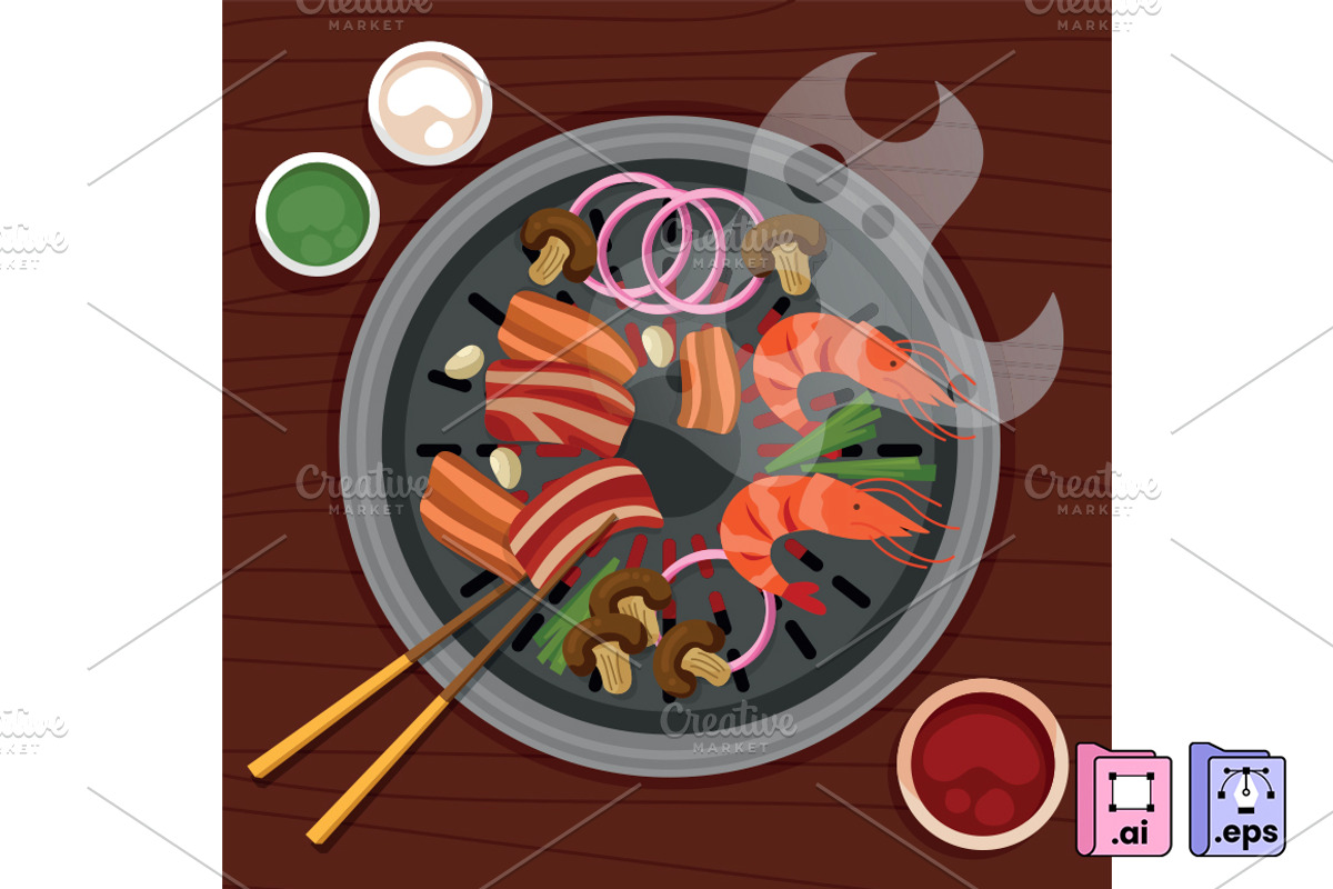 Hand Drawn Korean BBQ Illustration, a Food Illustration by MISS CHATZ (Photo 1 of 3)