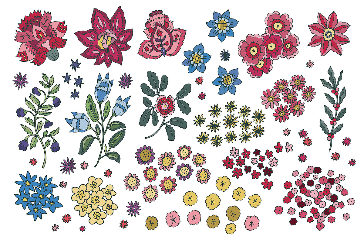 Folk Floral Seamless Patterns, a Pattern Graphic by Sonulkaster (Photo 6 of 15)