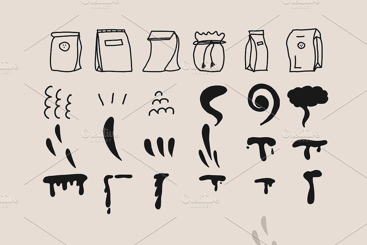 200+ COFFEE CLIPARTS, HAND DRAWN SET, a Food Illustration by JuDesign (Photo 13 of 20)