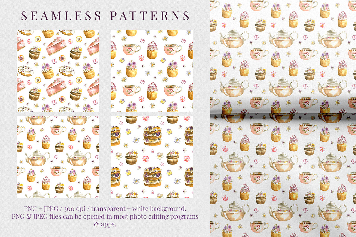 Flowers Desserts Watercolor Bundle, a Food Illustration by foxsong (Photo 9 of 12)