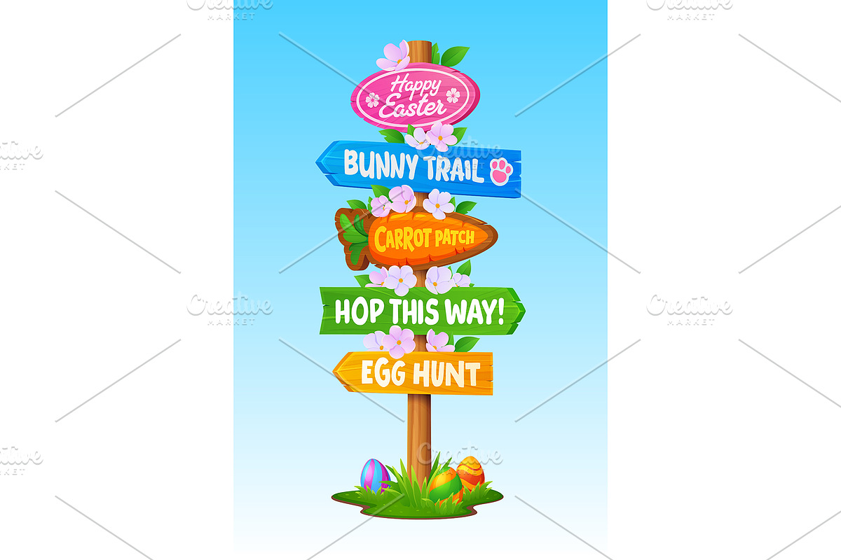 Easter signage, wooden directional, an Illustration by Buch&Bee (Photo 2 of 3)