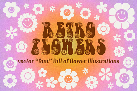 Retro Flowers Illustration Font, a Symbol Font by Dear Darling Design
