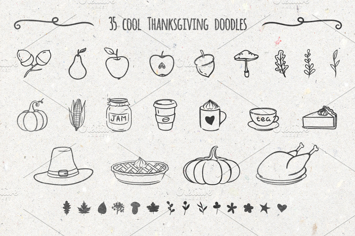 Thanksgiving Day lettering & clipart, a Decorative Illustration by harmonia_green_art (Photo 4 of 8)