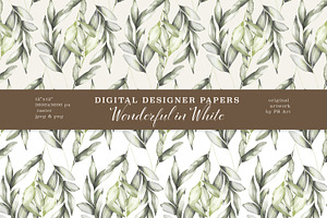 Watercolor Floral Greenery Patterns