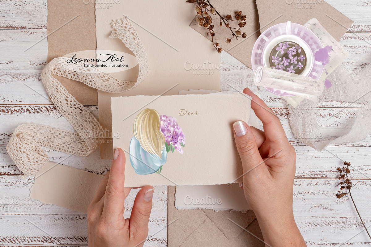 Lilac Watercolor Clipart Set, a Seasonal Illustration by Leonaa art (Photo 5 of 8)