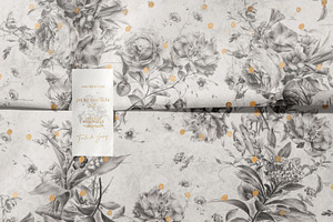 Toile Black And White Floral Pattern