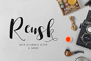 Reusk Script, a Script Font by vuuuds (Thumbnail 1 of 5)