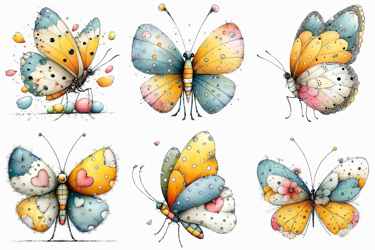 Whimsical Easter Butterfly Clipart, an Illustration by Libby Wishes (Photo 2 of 17)