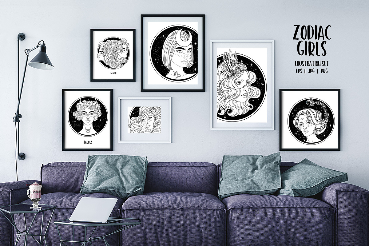 12 Zodiac Girls. Vector set., a Person Illustration by Varvara Gorbash (Photo 3 of 8)