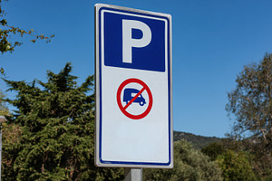 Parking sign with truck restriction, a Photo by Beautiful things