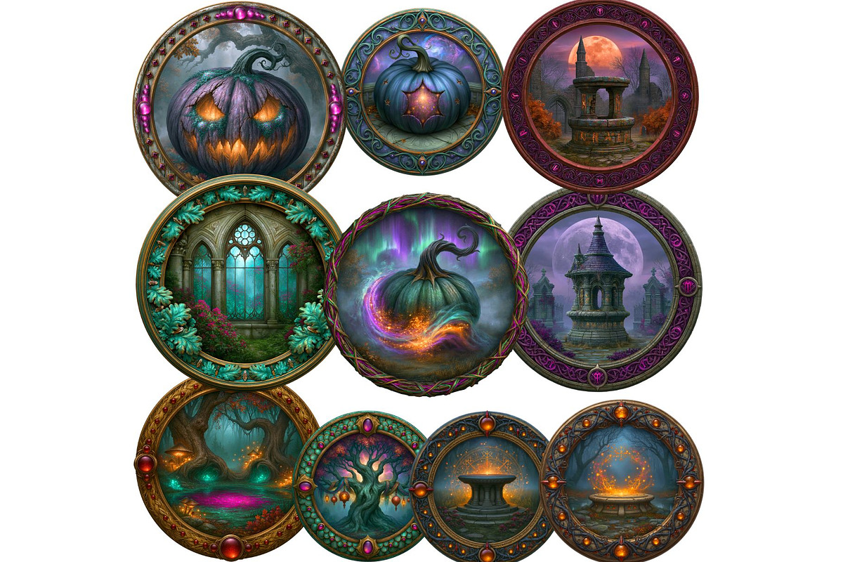 Halloween Witches Medaillons, a Seasonal Illustration by ThatsDesignArt (Photo 15 of 16)
