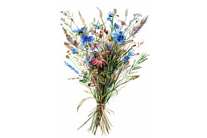 Boho Watercolor Wildflowers Bouquet