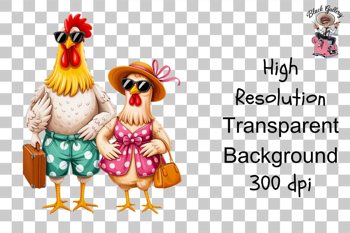 10 Rooster and Hen Beach PNG Bundle, an Illustration by Clipart Bloom (Photo 10 of 11)