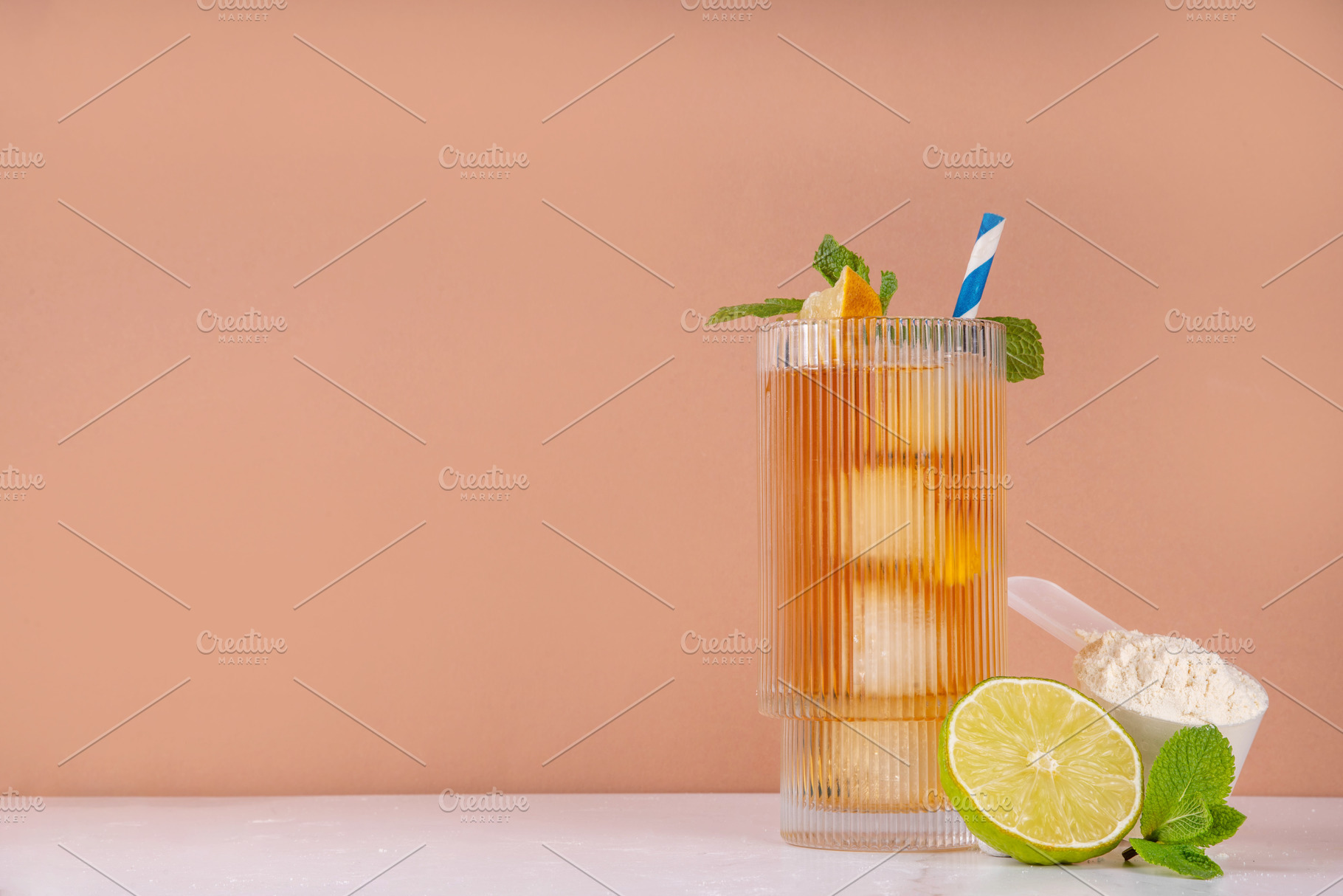 Protein Iced Tea, cold summer drink rich in protein, a Food & Drink Photo by Rimma