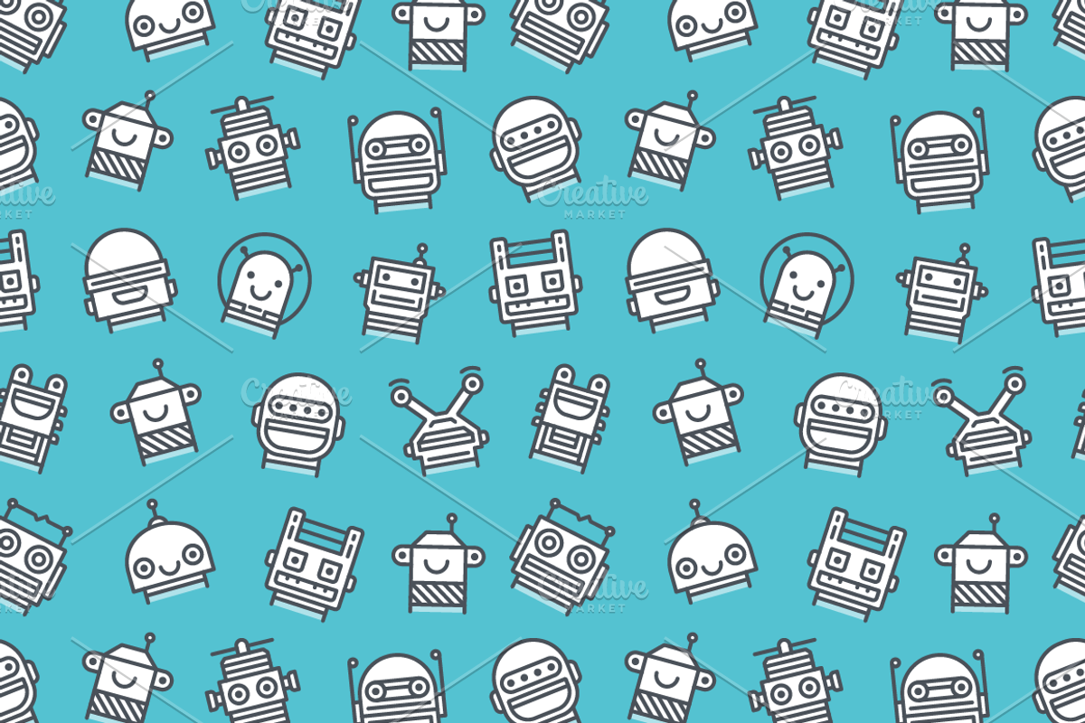 Robots: 12 icons & seamless pattern preview 5