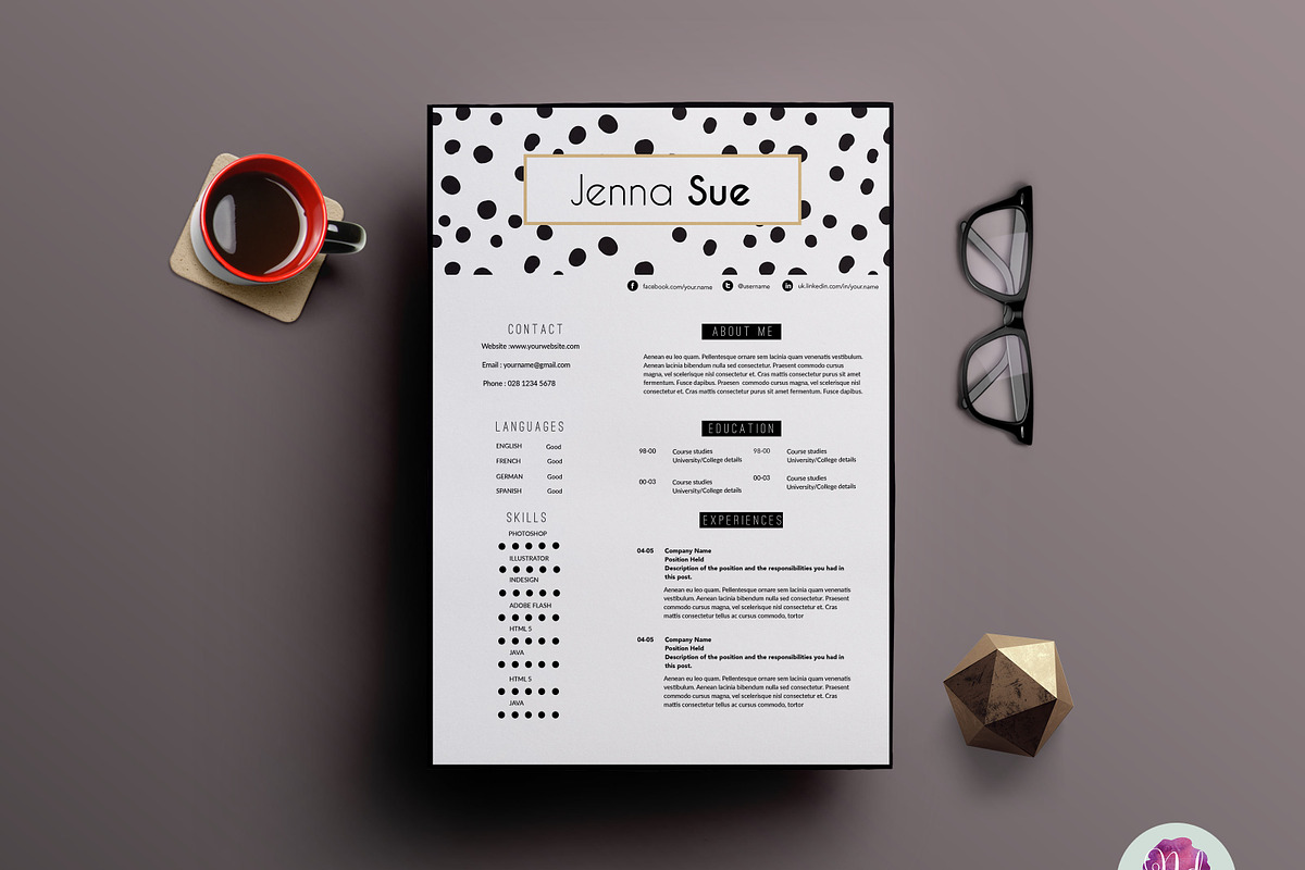 Creative 2 page CV template, a Resume Template by Chic templates