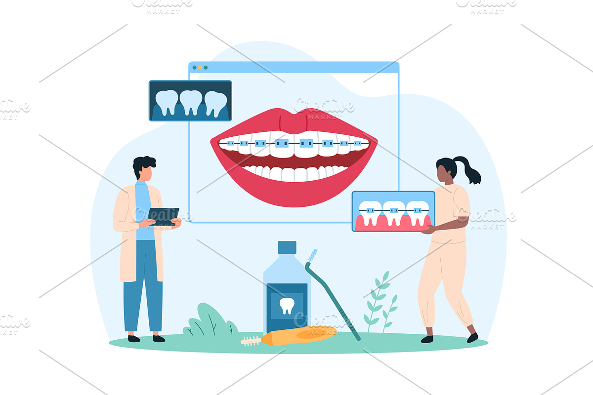 Smile dental braces orthodontic, an Object Illustration by Flashvector