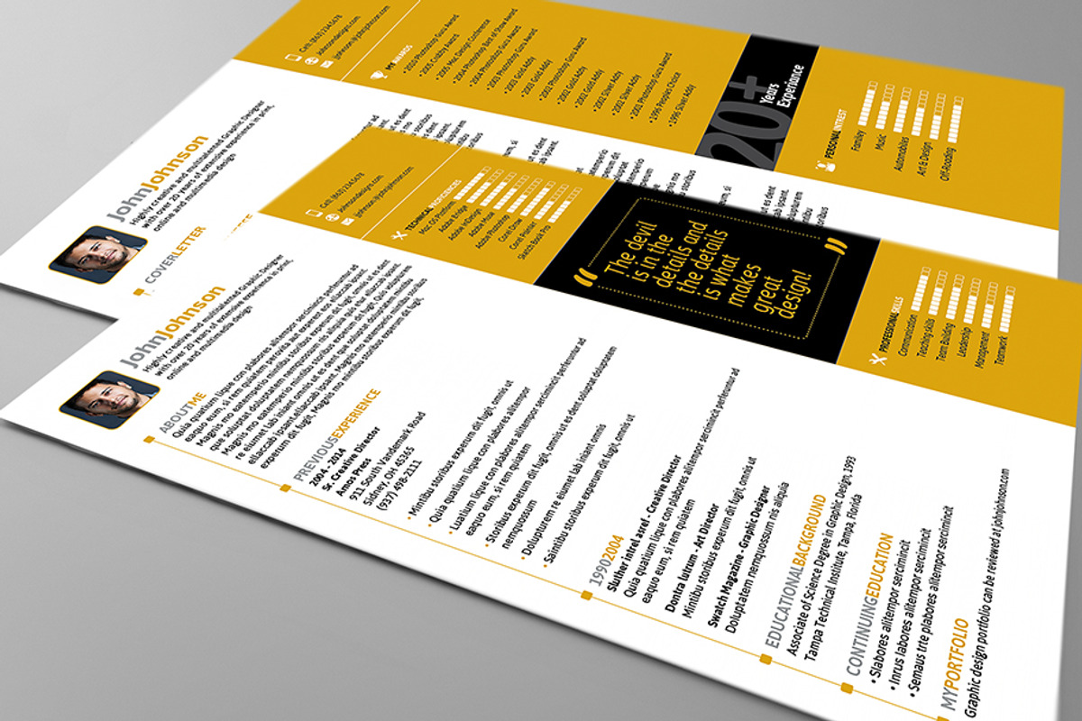 Creatives Resume Set, a Resume Template by potterDesigns (Photo 4 of 5)