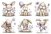 Whimsical Bunny Clipart, an Illustration by Pixels.Craft (Thumbnail 5 of 5)