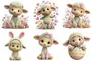 Whimsical Easter Lamb Clipart, an Illustration by Craft Nest (Thumbnail 6 of 9)